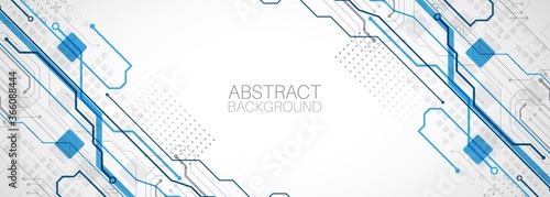 Abstract technology concept. Circuit board, high computer color background. Vector illustration with space for content, web - template, business tech presentation.