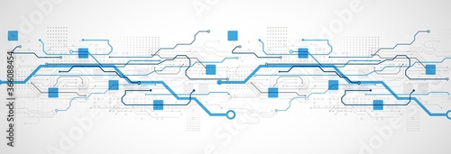 Abstract technology concept. Circuit board, high computer color background. Vector illustration with space for content, web - template, business tech presentation.
