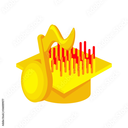 Music note and sound wave logo vector, simple, and trendy design for music education school, or course

