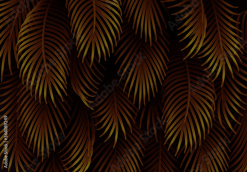 Branch palm realistic. Leaves and branches of palm trees. Tropical leaf background. Green foliage, tropic leaves pattern. vector illustration