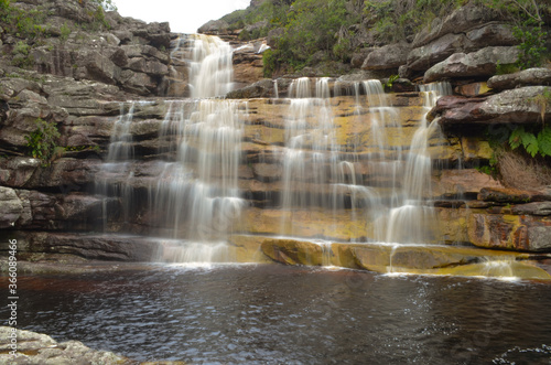 This waterfall is in the region of the chapada diamantina in Brazil  and has a nice swimming pool.