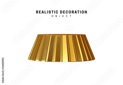 Metal bronze gear. Realistic mechanical detail. 3d object isolated on white background. vector illustration