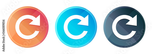 Reply rotate icon steam mist round button set shiny illustration