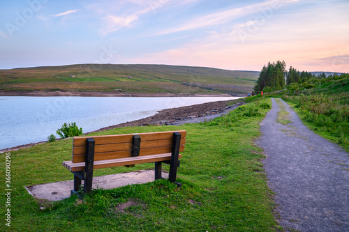 Seat at Burnhope Reservoir, which is located above the village of Wearhead in Weardale, County Durham photo