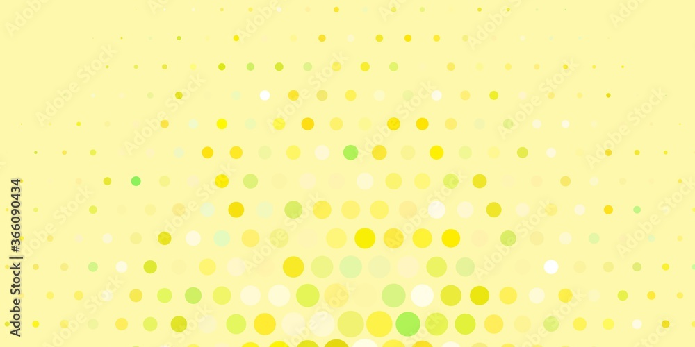 Light Green, Yellow vector background with spots. Abstract decorative design in gradient style with bubbles. Pattern for booklets, leaflets.