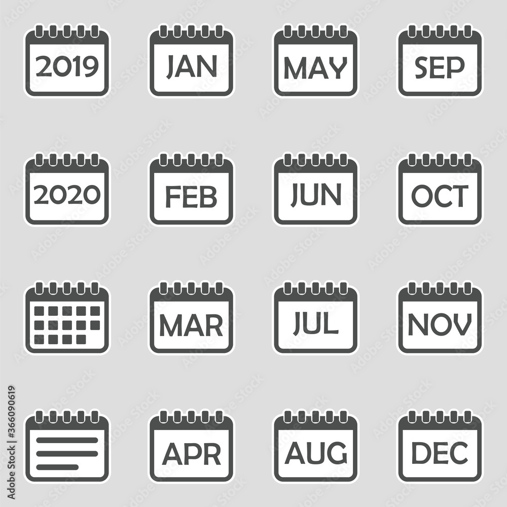 Fototapeta premium Calendar Icons. Sticker Design. Vector Illustration.