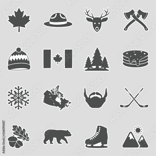 Canada Icons. Sticker Design. Vector Illustration.