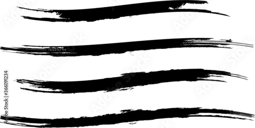 Grunge Paint Roller . Vector brush Stroke . Distressed banner . Black stripes isolated. paintbrush collection . Modern Textured shape . Dry border in Black . Bulge lines