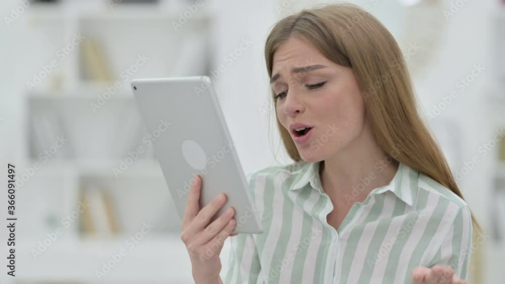 Portrait of Young Woman doing Video Call on Digital Tablet Portrait of Young Woman doing Video Call on Digital Tablet