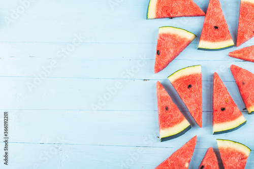Homemade watermelon popsicles on a plate. Summer food concept.