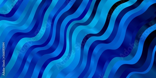 Dark BLUE vector pattern with wry lines. Colorful geometric sample with gradient curves. Pattern for websites, landing pages.
