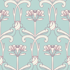 Wandcirkels Bloemenprints patronen Art nouveau bloemenpatroon vintage stijl  © Marina Grau