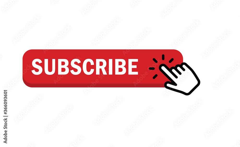 Subscribe button with hand click icon. Subscribe button with hand click icon.