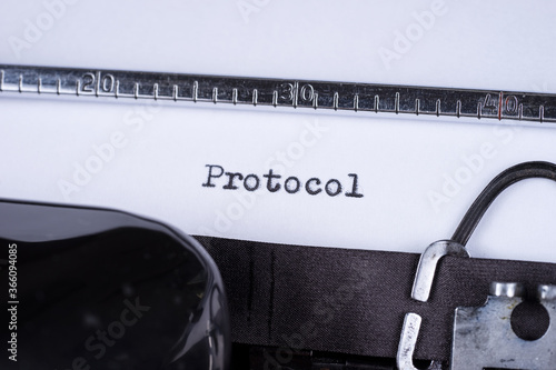 The word Protocol written on an old typewriter