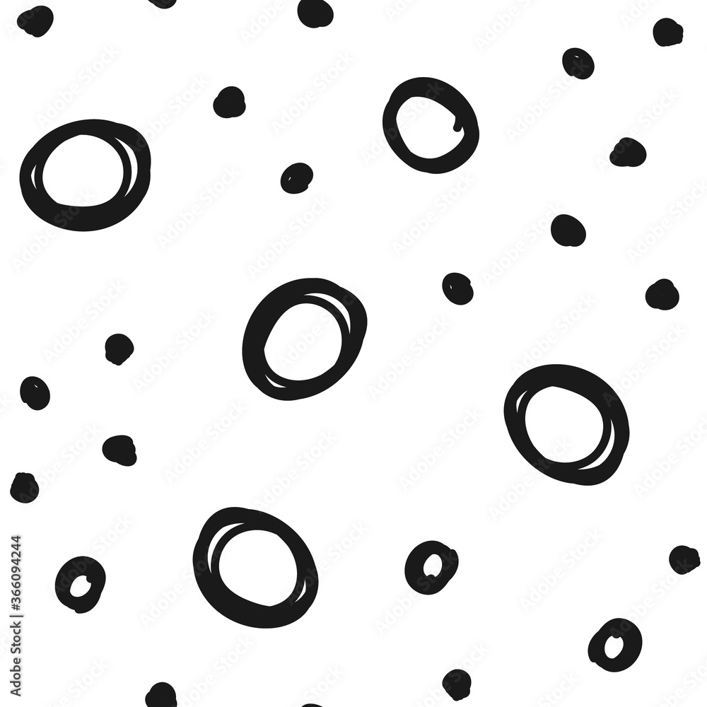 Doodle circles seamless pattern. Black dots texture background. Doodle circles seamless pattern. Black dots texture background.