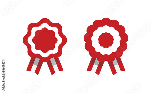 Peruvian cockade vector illustration. National symbol with Peru flag colors. Red and white rosette ribbon.