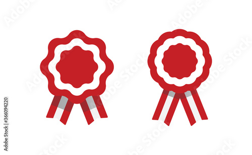 Peruvian cockade vector illustration. National symbol with Peru flag colors. Red and white rosette ribbon.