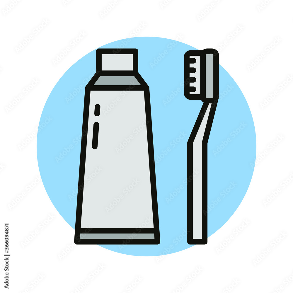 Toothpaste and Toothbrush Icon Design. Healthy Teeth Dental Vector Illustration Conceptual Toothpaste and Toothbrush Icon Design. Healthy Teeth Dental Vector Illustration Conceptual