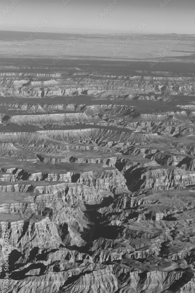 portrait of the grand canyon black and white 