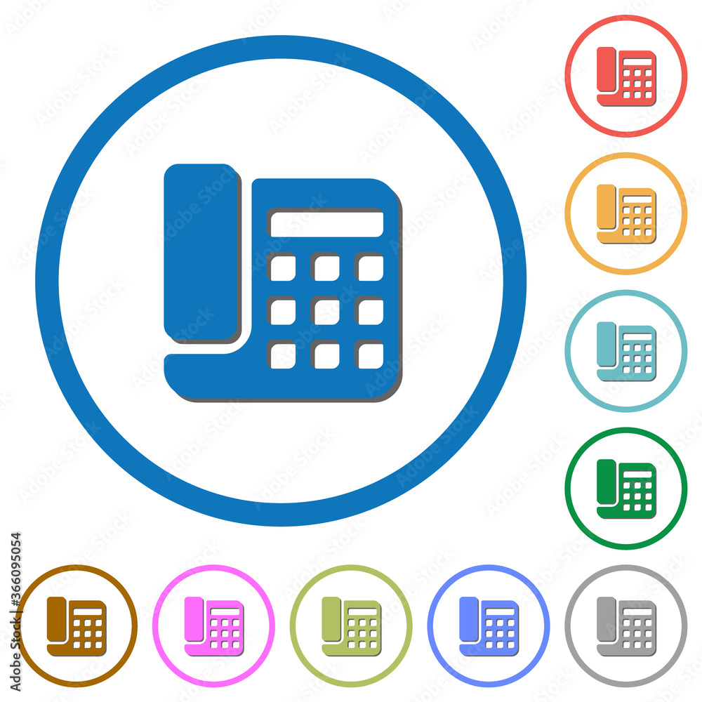 Office phone icons with shadows and outlines Office phone icons with shadows and outlines