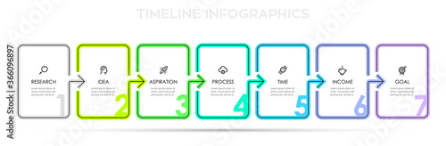 Vector Infographic arrow design with 7 options or steps. Infographics for business concept. Can be used for presentations banner, workflow layout, process diagram, flow chart, info graph