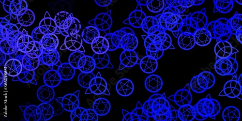 Dark Purple vector template with esoteric signs.