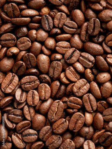 Arabica coffee beans. Full frame background. 