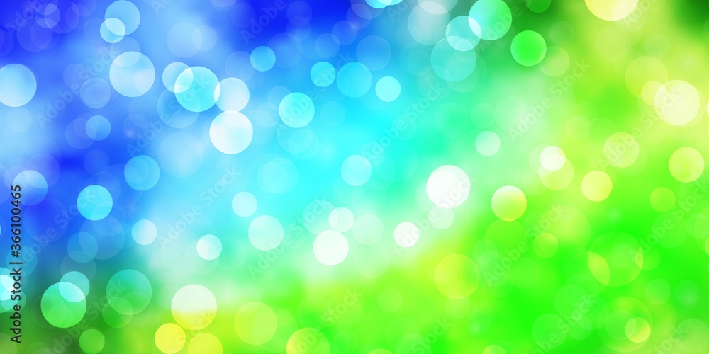 Fototapeta premium Light Blue, Green vector template with circles. Abstract decorative design in gradient style with bubbles. Pattern for business ads.