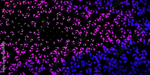 Dark purple, pink vector background with random forms.