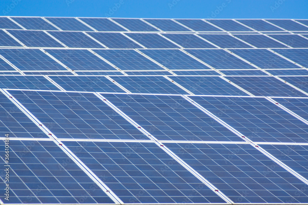 Solar panels isolated with blue sky