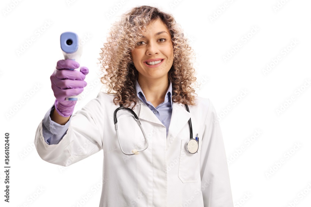 Female doctor measuring temperature Female doctor measuring temperature