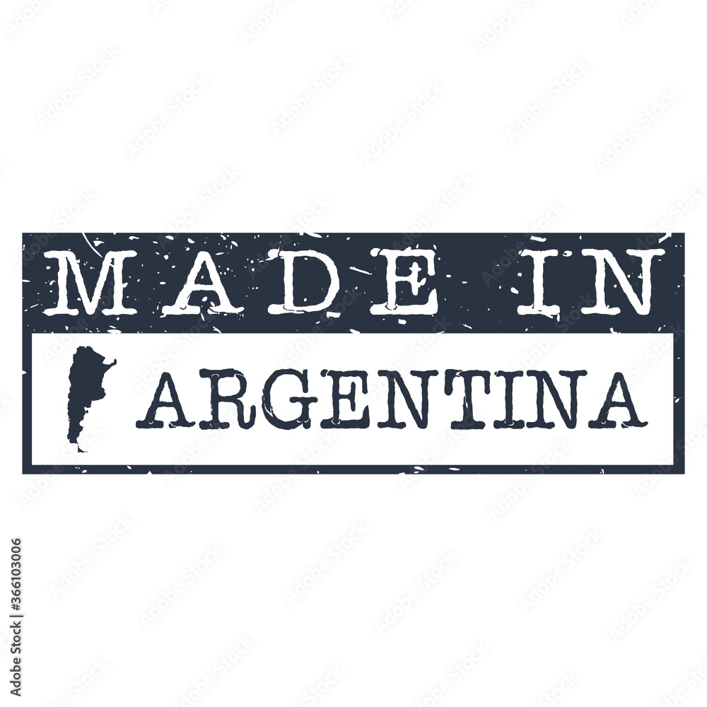 Fototapeta premium Made In Argentina. Stamp Rectagle Map. Logo Icon Symbol. Design Certificated.