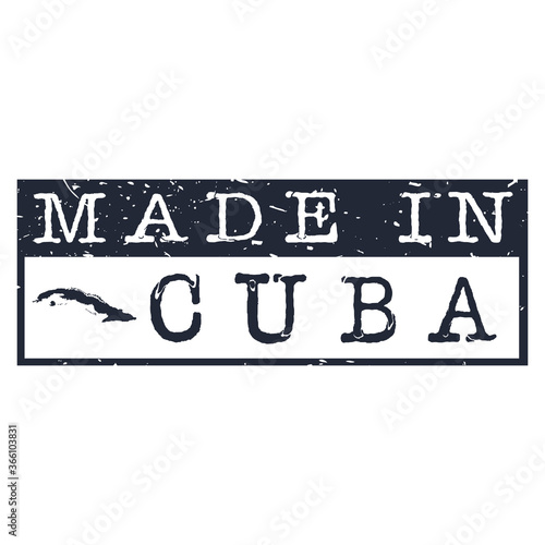 Made In Cuba. Stamp Rectagle Map. Logo Icon Symbol. Design Certificated.