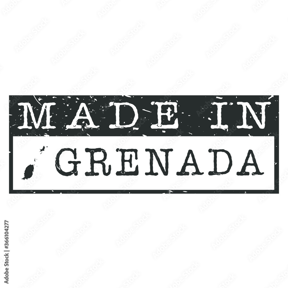 Fototapeta premium Made In Grenada. Stamp Rectangle Map. Logo Icon Symbol. Design Certificated.
