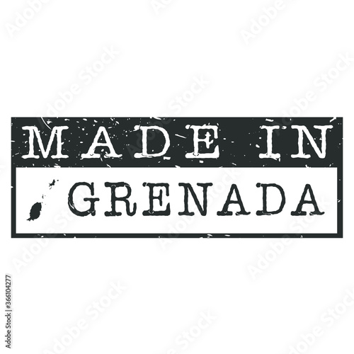 Made In Grenada. Stamp Rectangle Map. Logo Icon Symbol. Design Certificated.