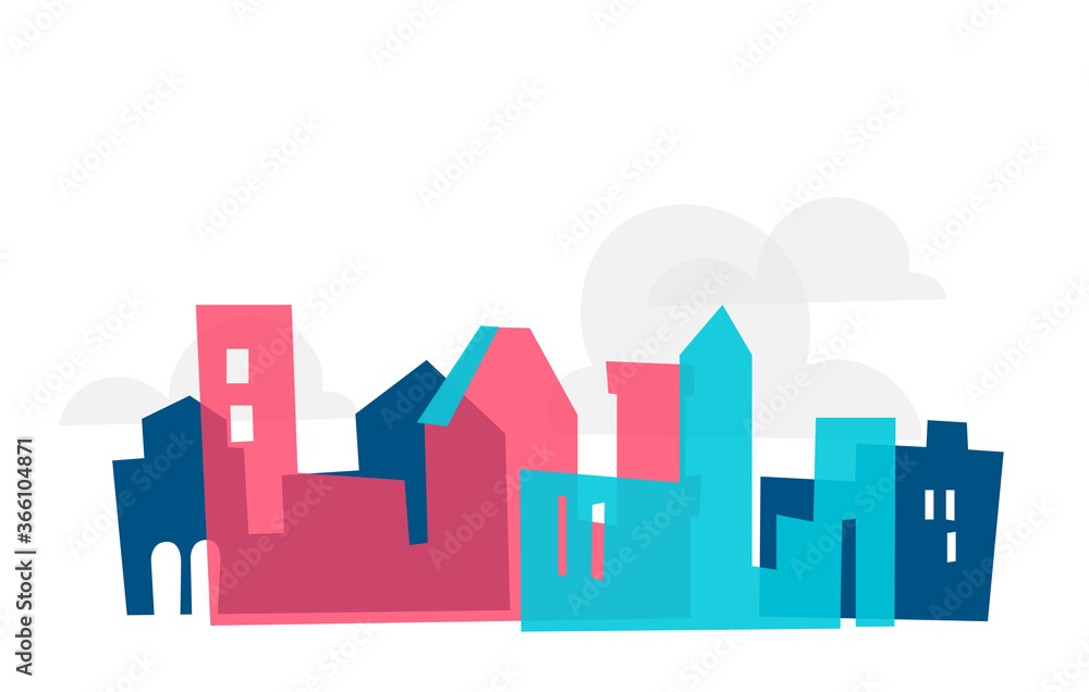 Skyline di edifici urbani isolati sullo sfondo bianco Skyline di edifici urbani isolati sullo sfondo bianco
