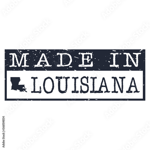 Made In Louisiana. Stamp Rectangle Map. Logo Icon Symbol. Design Certificated.