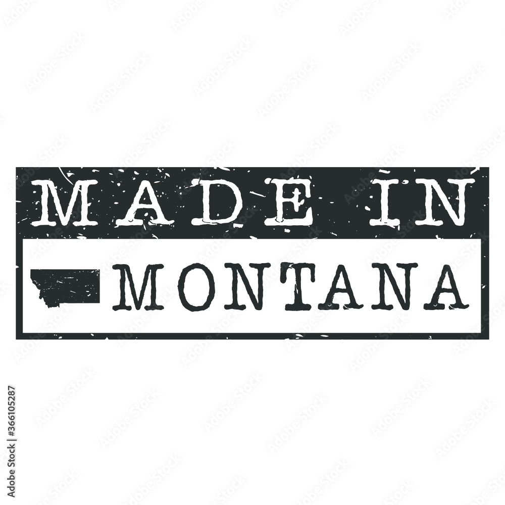 Fototapeta premium Made In Montana. Stamp Rectangle Map. Logo Icon Symbol. Design Certificated.