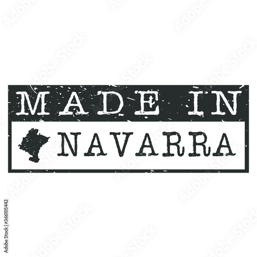 Made In Navarre Spain. Stamp Rectangle Map. Logo Icon Symbol. Design Certificated Vector.