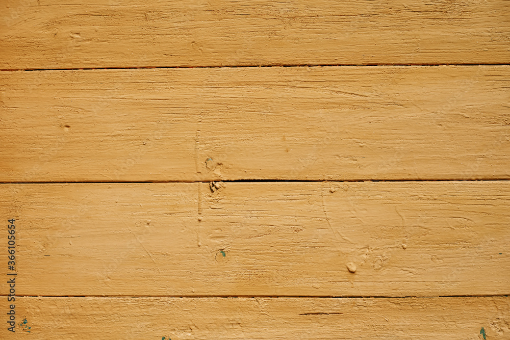 Fototapeta premium Yellow wooden wall in old paint