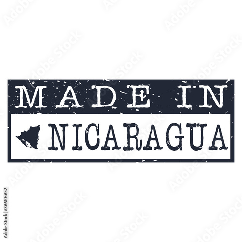 Made In Nicaragua. Stamp Rectagle Map. Logo Icon Symbol. 