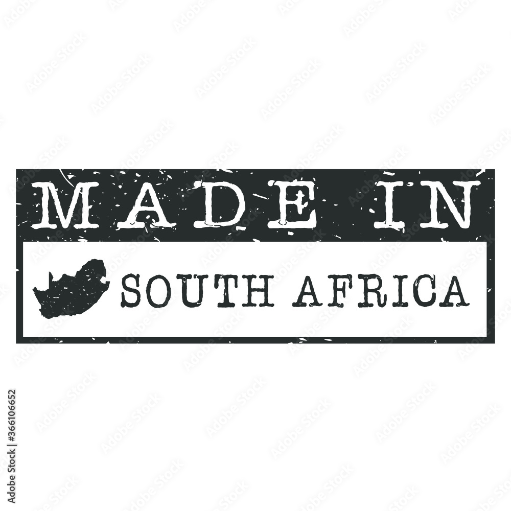 Made In South Africa Stamp Rectangle Map Logo Icon Symbol Design Certificated Stock Vector 7632