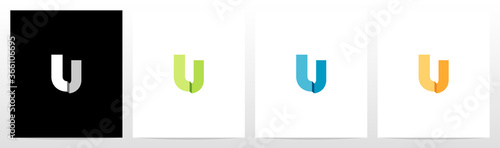 Folded Letter Logo Design U