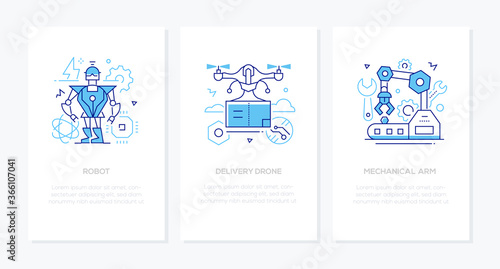 Modern technologies - line design style banners set