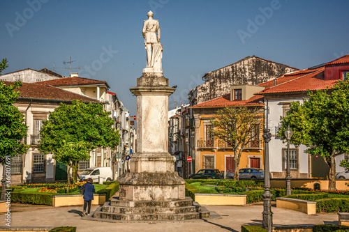 Urban Square With Statue, Greenery and Buildings, Braga, Portugal © robert 