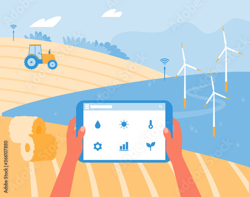 Smart farm technology concept. Vector flat illustration. 