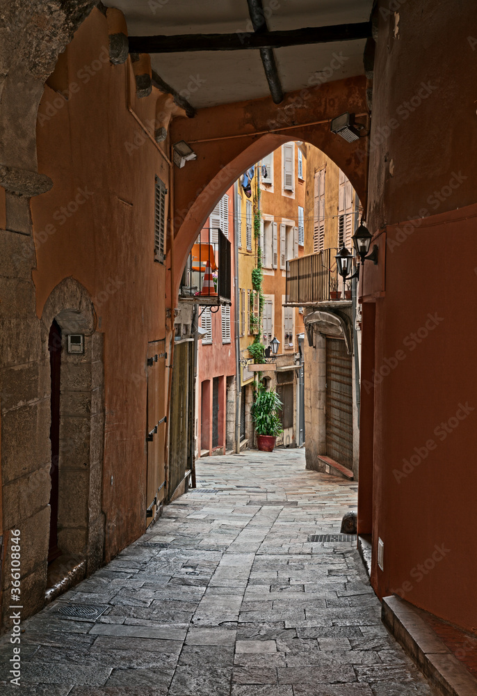 Grasse, Provence-Alpes-Cote d’Azur, France: ancient alley in the old town