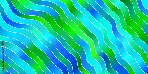 Light Blue, Green vector pattern with curves. Abstract illustration with gradient bows. Pattern for ads, commercials.