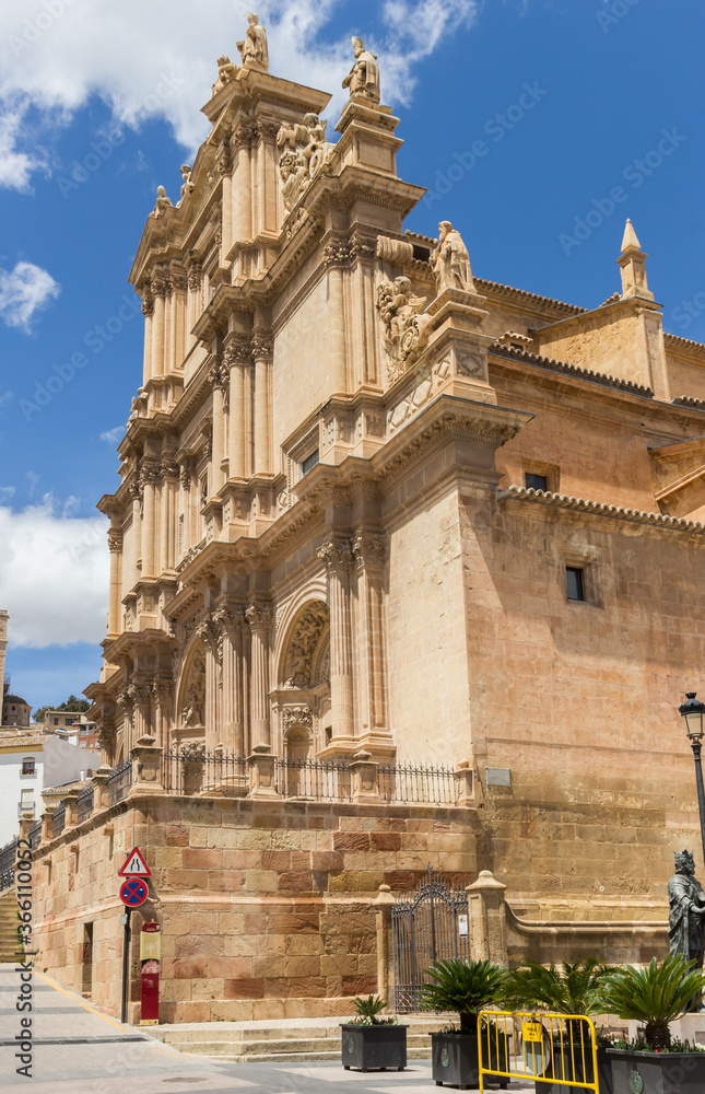 Facade of the historic San Patricio church in Lorca, Spain