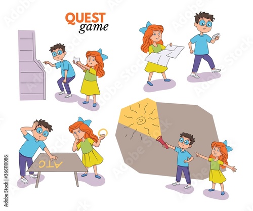Quest game entertainment for children scene set